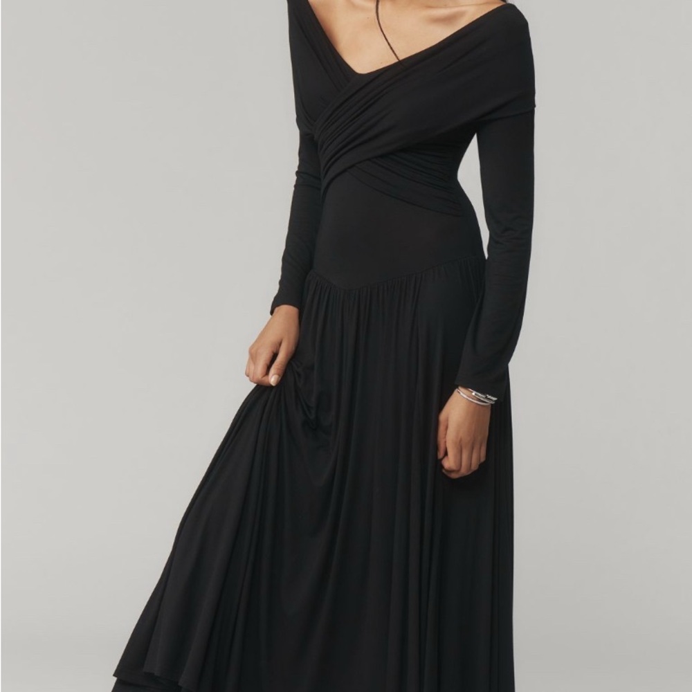 Anthropologie Long Sleeve Off-Shoulder Knit Maxi Dress